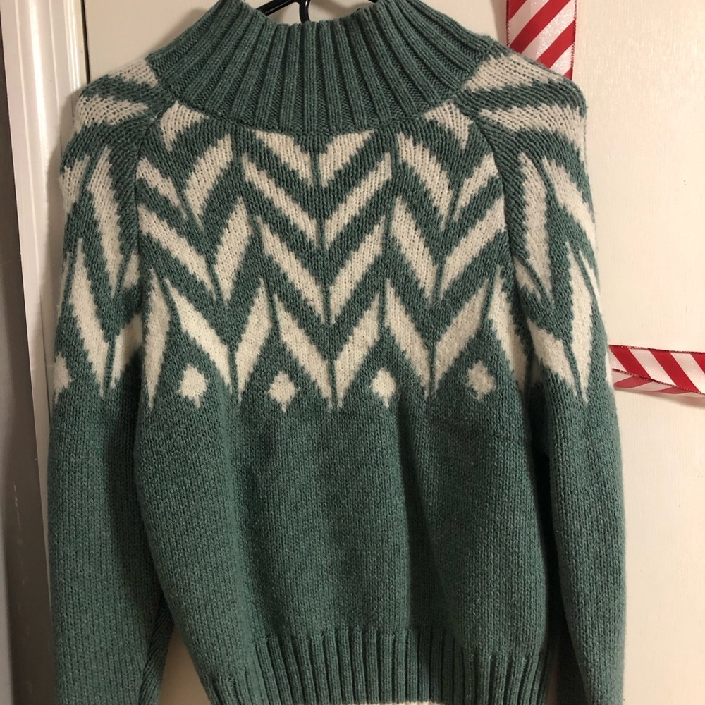 Green and white turtle neck sweater- worn once